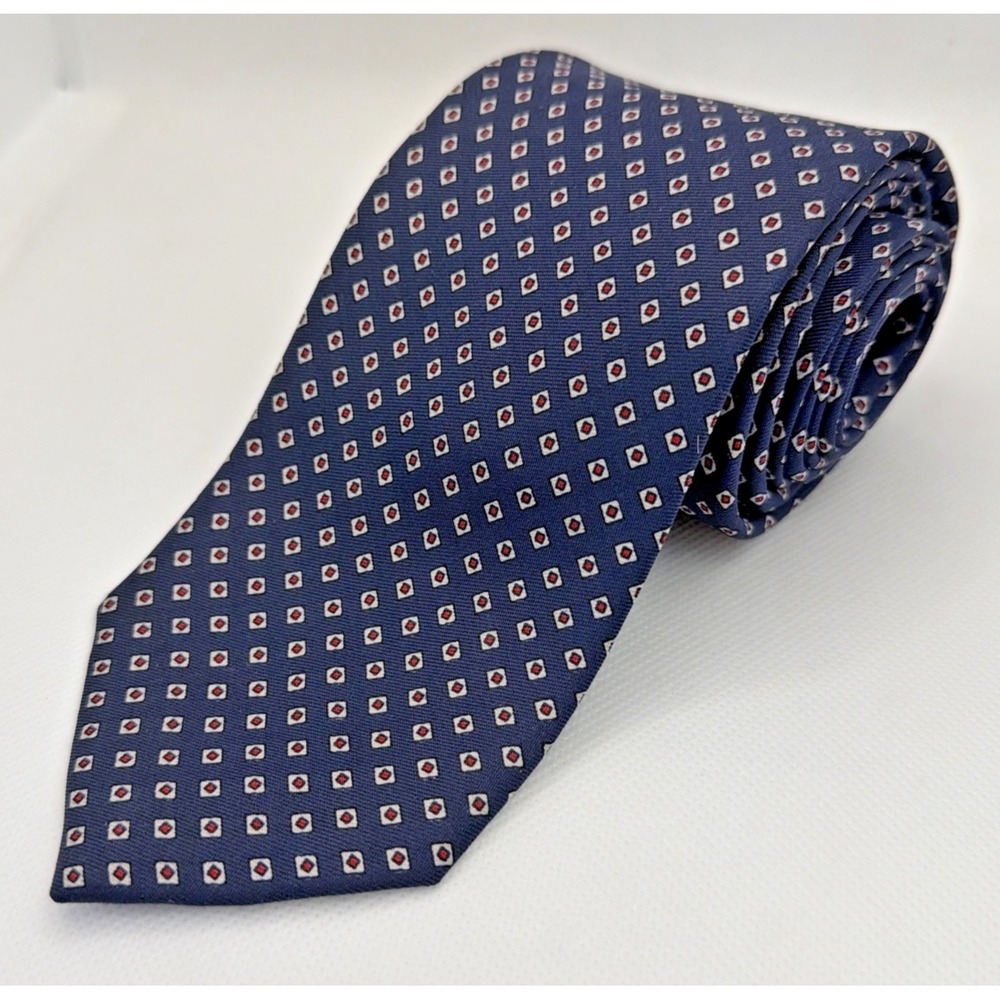 Allen Collins West Hartford Men's Polka Dot Patterned Deep Blue Necktie 3x58